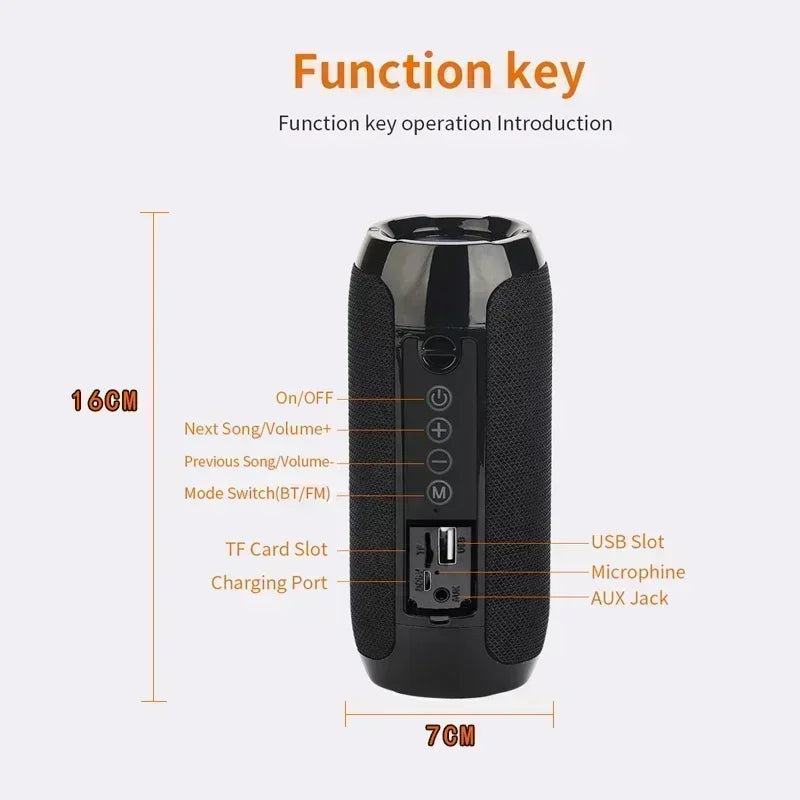 Portable Speaker Wireless Bluetooth-Compatible Subwoofer Outdoor Waterproof Loudspeaker Stereo Surround Support FM Radiotf